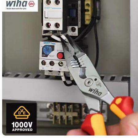 wiha8合1电工钳多功能剥线剪线钳绝缘钳子工具进口压线尖嘴钳