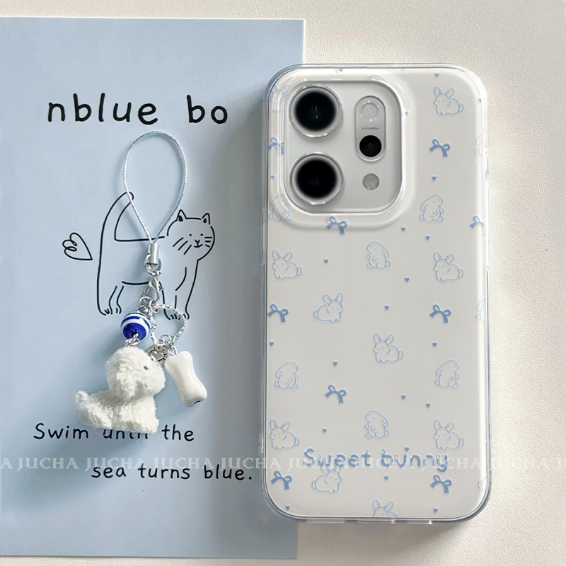 适用opporeno14手机壳可爱女卡通简约reno14pro防摔带挂绳新款reo14por全包硅胶高级感0pp0的保护套爱心兔子x