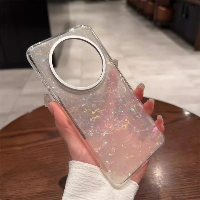 合金闪粉贝壳纹适用华为mate70pro+手机壳透明超薄mate70大孔镜头保护套魅特70新款简约m70气囊防摔硅胶软边I