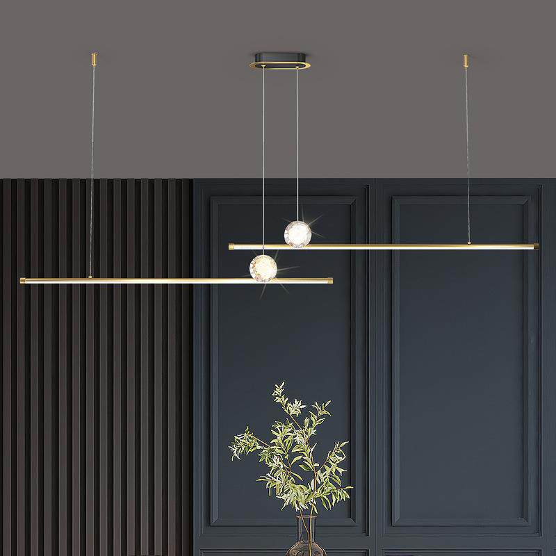 餐厅灯吊灯极简灯具轻奢简约长条饭厅餐桌水晶灯办公室茶室吧台灯