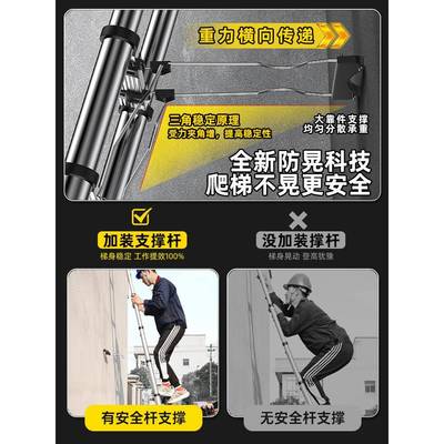 不锈钢伸缩梯子铝合金加厚加粗楼梯家用折叠升降梯人字梯翻墙