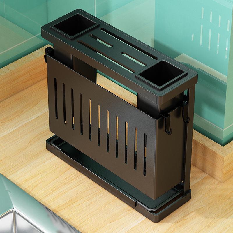 厨房用品多功能刀架置物架免打孔刀具筷子餐具沥水架子台式壁挂式