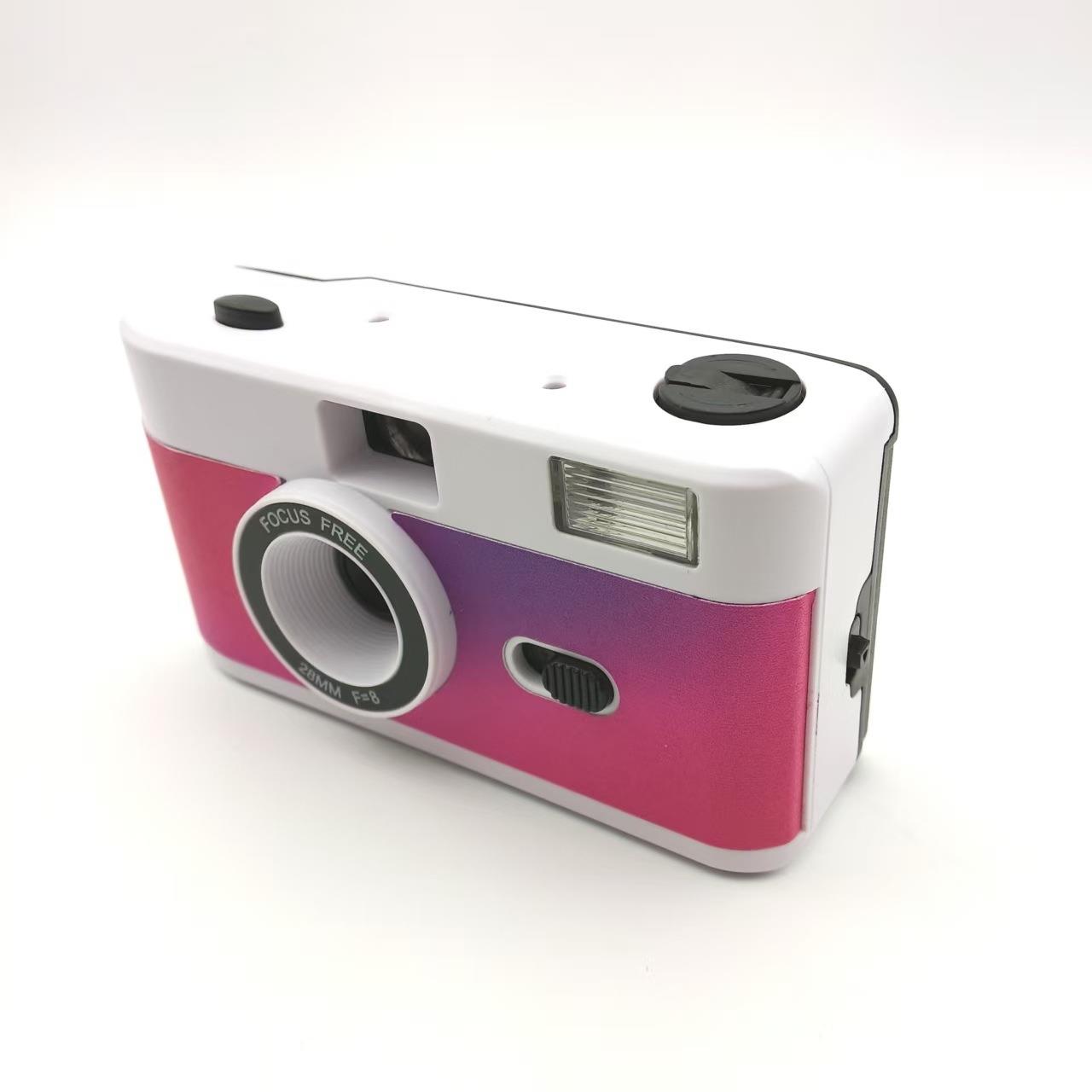 新款傻瓜带闪灯多次性使用复古胶片胶卷相机非一次性白壳贴皮