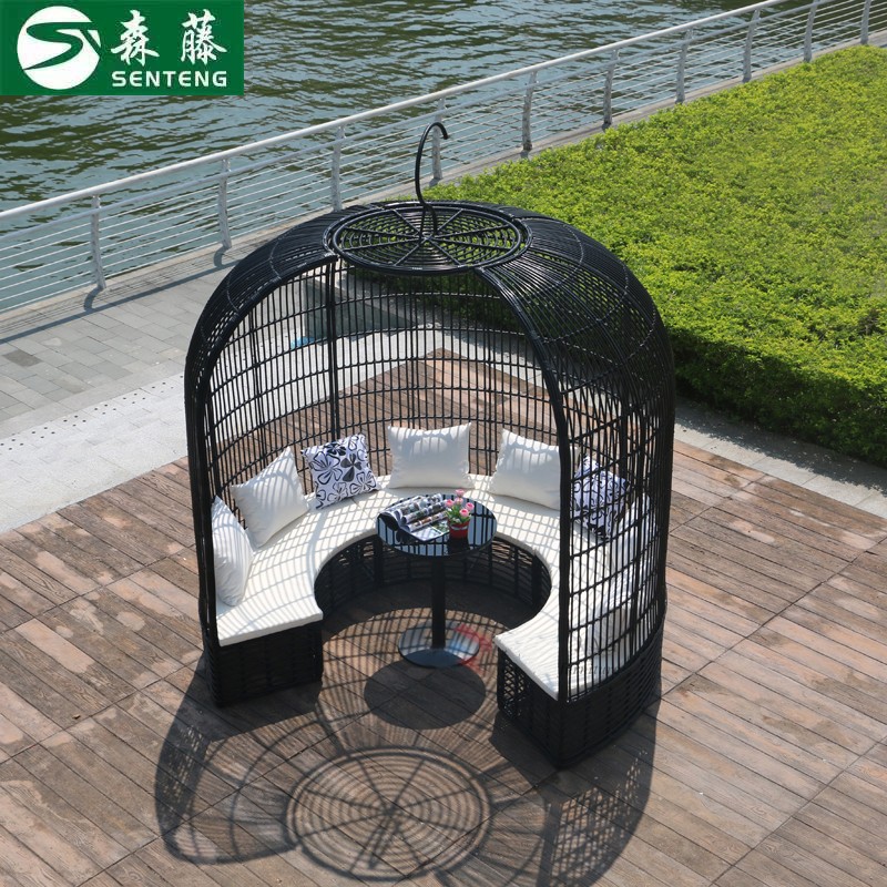 LJT636#创意户外沙发高端酒店度假区民宿花园藤编鸟巢铁艺圆形沙