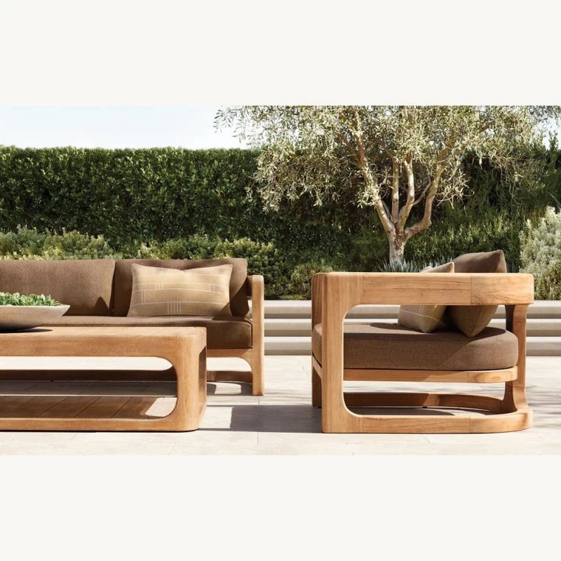 户外休闲别墅庭院花园豪华沙发防水防晒室外露天柚木沙发茶几组合