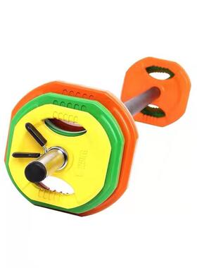 男女士家用跳操杠铃套装可拆健身直杆举重器材彩色手抓健身房杠铃