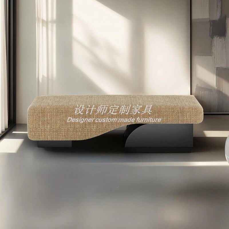 北欧简约大气客厅布艺沙发凳设计师创意金属换鞋凳卧室时尚床尾凳