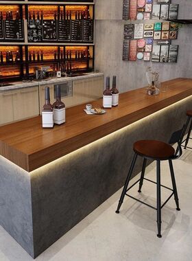 2026工业风酒吧吧台桌咖啡店清吧前台接待台复古收银台转角柜台水