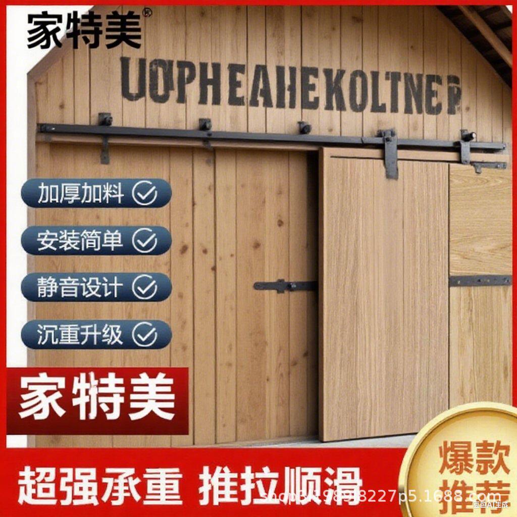 美式谷仓门吊轨加厚轨道滑轮厨房客厅五金配件卫生间移门吊轮