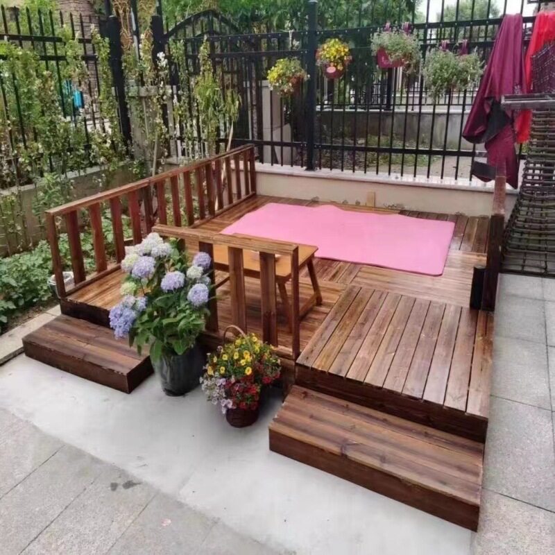 实木木地板樟子松防腐木防晒地台庭院地面台阶铺设平台室外原木