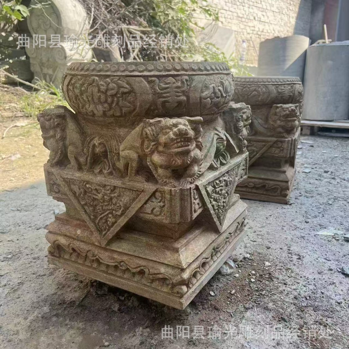 天然花岗岩石雕柱脚石鼓墩