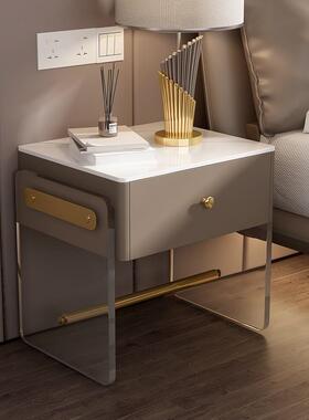 HXX48亚克力岩板床头柜轻奢简约现代小型高级感创意卧室悬浮床边