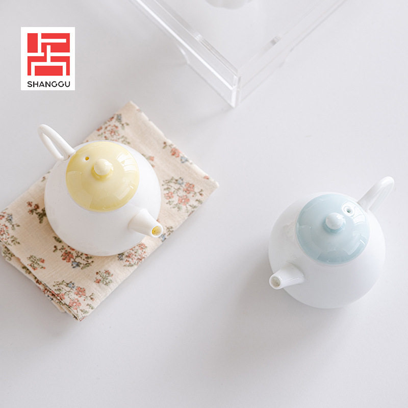陶瓷小号高温梨型泡茶壶过滤冷水壶骨质瓷咖啡壶家用茶壶茶具瓷器