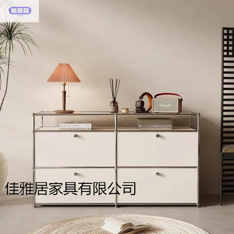 ins轻奢中古餐边柜北欧不锈钢斗柜角柜储物边柜电视柜收纳