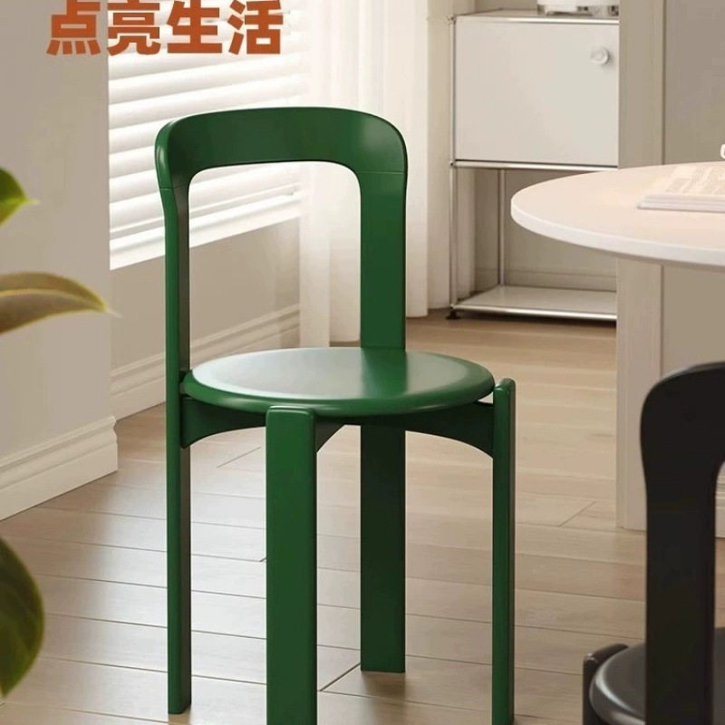 北欧实木复古彩色家用餐椅