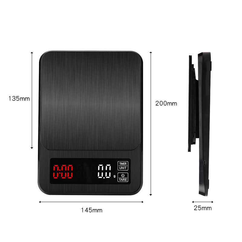 不锈钢家用手冲0.1g咖啡称USB供电智能带计时厨房秤咖啡秤触摸款