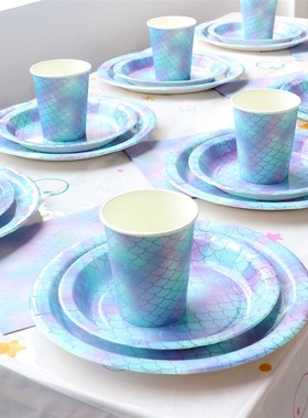 coration Baby Shower st Birthday Girl Mermaid Party Supplies