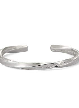 c维京战镯男士手镯手工莫比乌斯手镯环唐草纹开口男潮复古银手镯