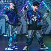 男孩街舞潮流嘻哈服装 儿童架子鼓演出服男女童潮秋装 亮片帅气套装