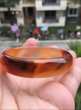 佳石琦缘 天然马料橘红象形玛瑙手镯水润通透意境原石无烧女