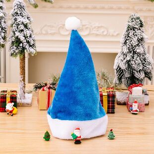 极速1pcs Soft Blue Comfortable Claus Hat Xmas Adults Santa