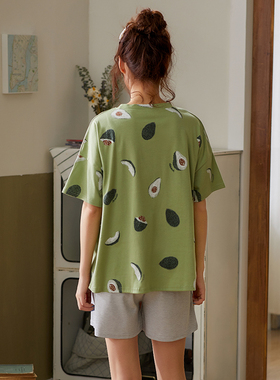 BZEL Green Sleepwear Sets For Women Lovely Avocado Pattern P