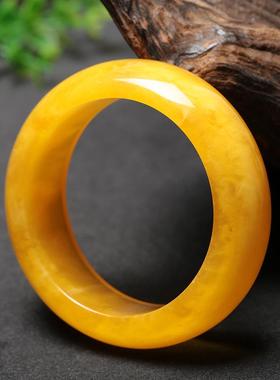 黄蜜蜡手镯油天然鸡琥珀款女镯子手串波罗的海原矿原石手链加宽老