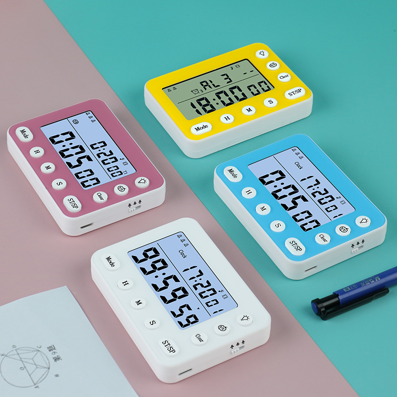 计时器充电闹钟两用学生可循环震动双屏定时器考研专W用写作业学
