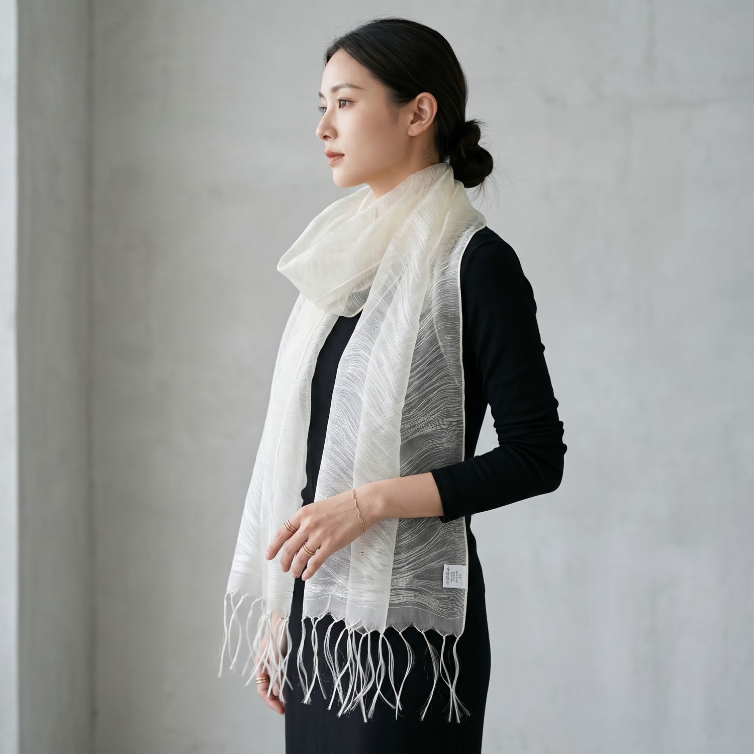 100%桑蚕丝围巾女春秋三层真丝丝巾同款长款流苏披肩高端百搭