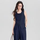 女装 气质高级感通勤休闲优雅马夹工作服减龄修身 职业套装 马甲长裤