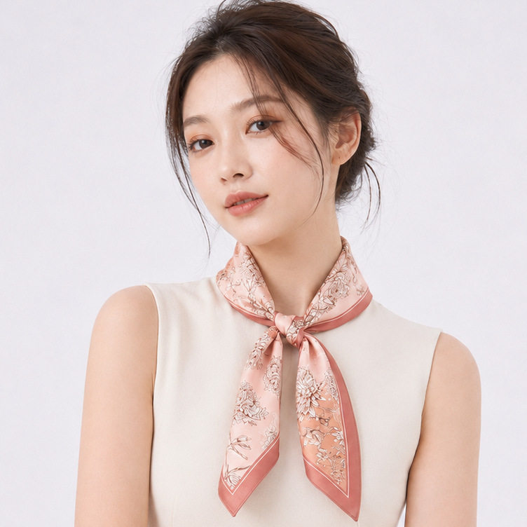 秋季热销新款优雅印花70真丝方巾百搭时尚装饰女士桑蚕丝丝巾领巾