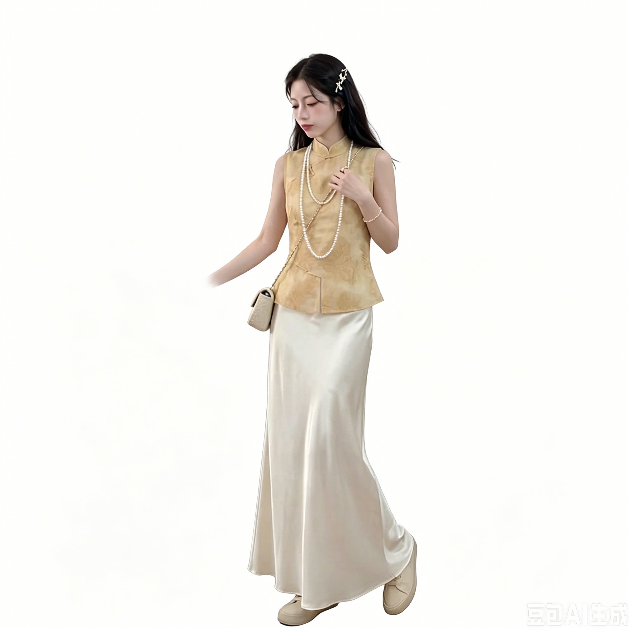 胖妹妹遮肚套裙修身马甲吊带裙夏