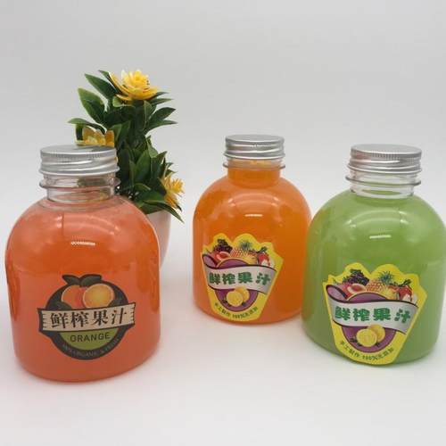pet透明饮料瓶塑料奶茶瓶一次性创意果汁瓶 400ml透明塑料果汁瓶