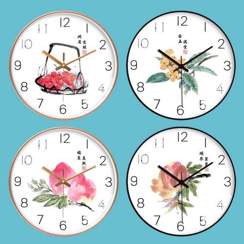 鸿运当头中式油画艺术挂钟客厅个性创意超静音钟表