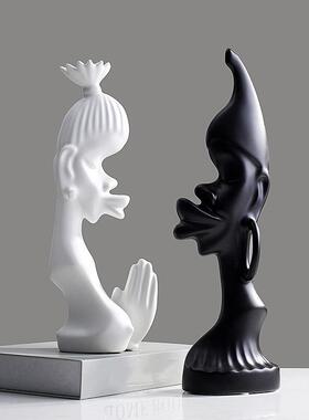 非洲情侣人像北欧家居酒柜树脂装饰现代客厅创意摆件工艺品匠心