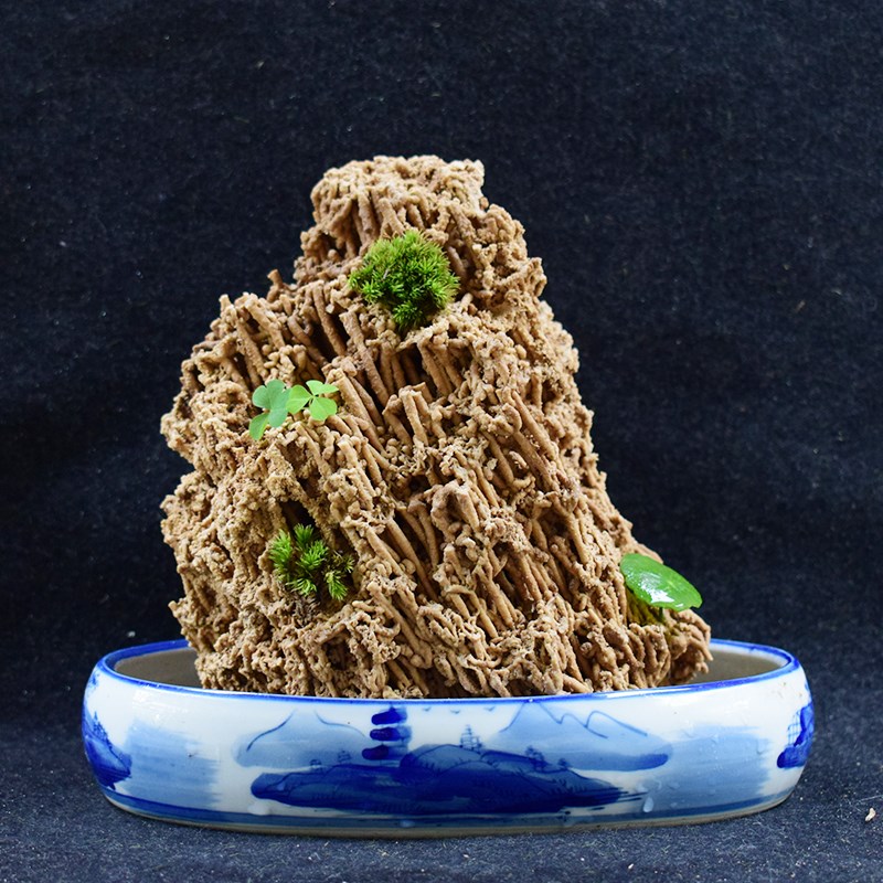 吸水石盆上水石假山陶瓷盆水仙多肉盆水培微景观椭圆形盆景底座