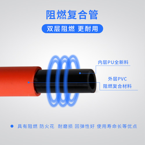 泓力达PU双层阻燃管FRPU8x5防火花软管替TRBU焊接防烫气管工业用