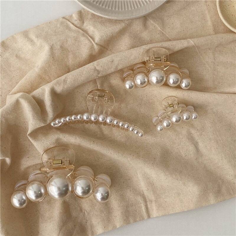 推荐New Elegant Pearl Hair Claws Woman Hair Clip Hairpins Ha