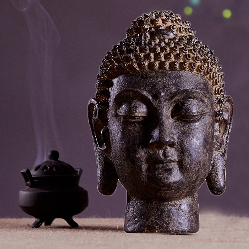泰式佛头摆件禅意佛像佛首底座创意东南亚玄关走廊饭厅佛系装饰品