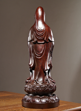 黑檀木雕观音菩萨佛像摆件实木南海观世音家居桌面摆设红木工艺品