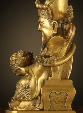 纯铜财神爷铜财神摆件家用客厅店铺开业文财神套装全铜财神像