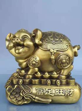 厂销纯铜金猪存钱罐摆件福猪大号储存罐生肖猪家居办公室店铺开品