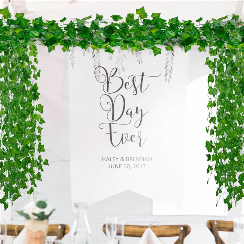 12pcs 2M Ivy green Fake Leaves Garland Plant Vine Foliage