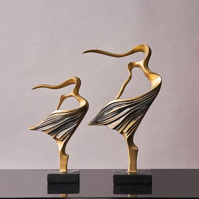 极速Nordic Golden Figurines for Interior Abstract Statues an