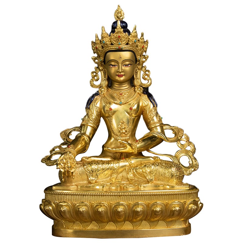 藏传菩佛像纯铜密宗1尺铜鎏金地藏王菩萨10寸普萨摆件