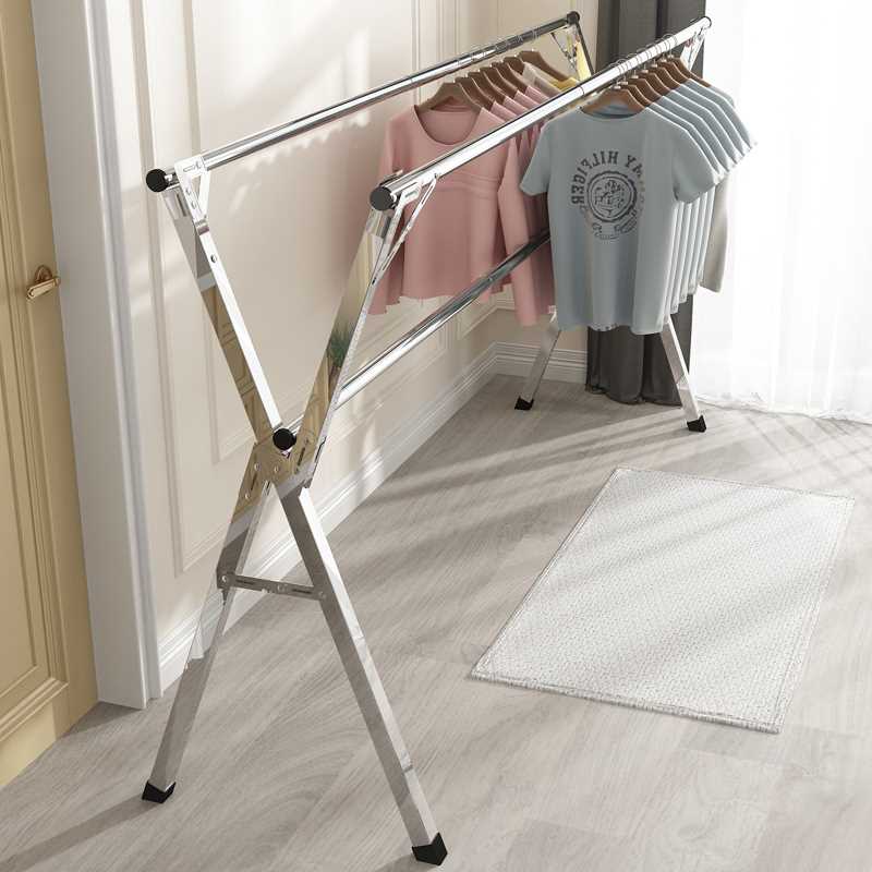 不锈钢晾衣架落地折叠卧室内家用阳台室外宿舍神器挂衣杆凉晒被子