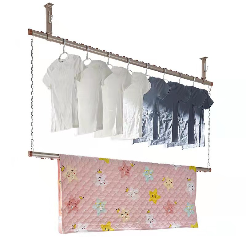 晾衣杆阳台顶装凉衣捍晾衣杆固定晒被子神器家用防风晒衣杆晾衣架