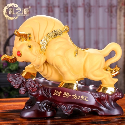 招财牛摆件办公室桌面前台装饰摆设品公司店铺开业工艺礼品
