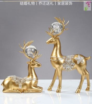 结婚家庭麋鹿摆件摆饰招财鹿摆件大气乔迁复古女生桌面摆件桌子