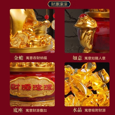 发财树摆件手工铜丝工艺黄水晶装饰开业店铺盆厅办公室招财树中式